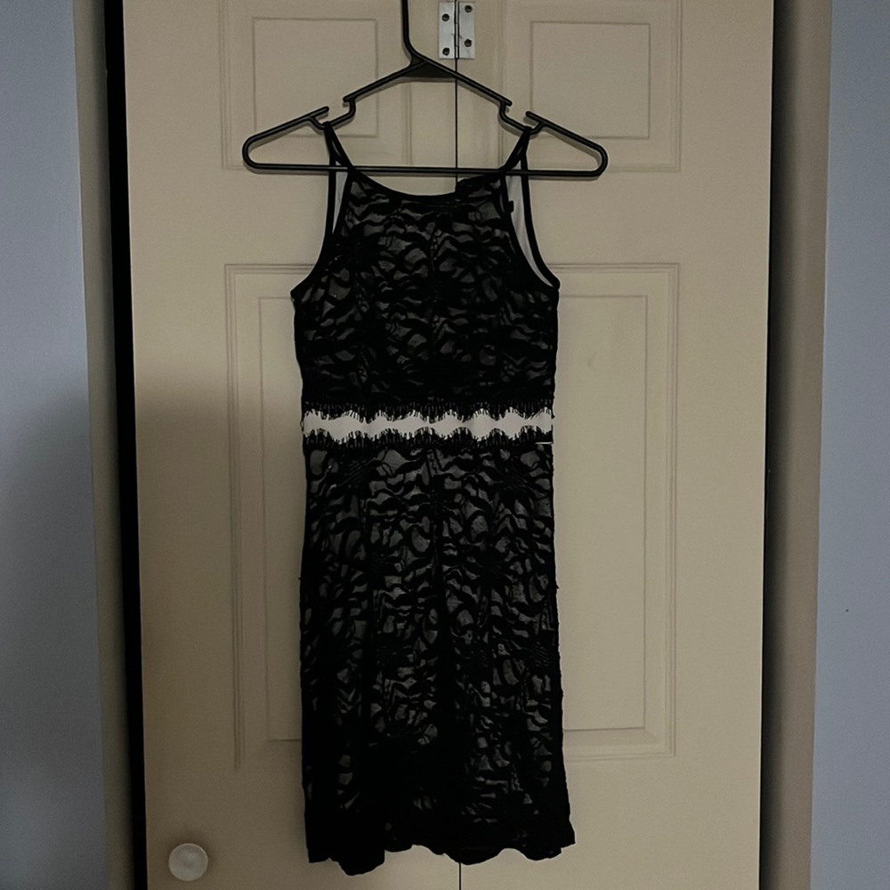 White and black lace halter top dress (worn once)
